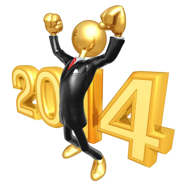 New Year 2014 Gold  businessman — Stockfoto